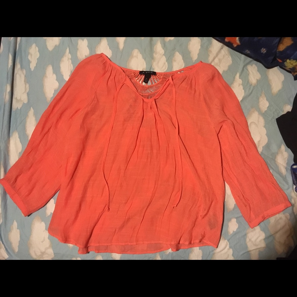 A. Byer coral blouse swimsuit coverup